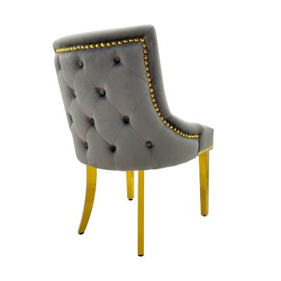 China Gery SS Tufted Luxury Scandinavian Dining Chairs With Gold Legs Resting Dining Chair for sale