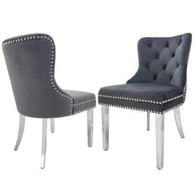 China Tufted Modern Furniture Stainless Steel Legs Hotel Restaurant Dining Chairs for sale