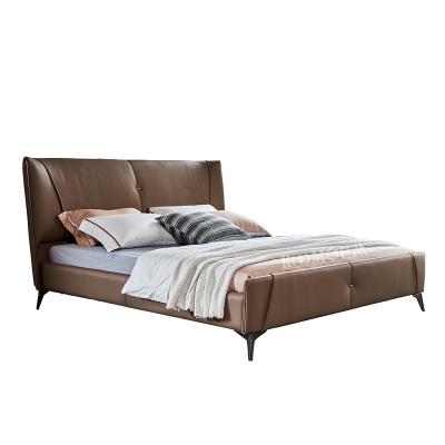 China Soft Customized Luxury King Size Most Modern Top Grain Leather Bed Frame for sale