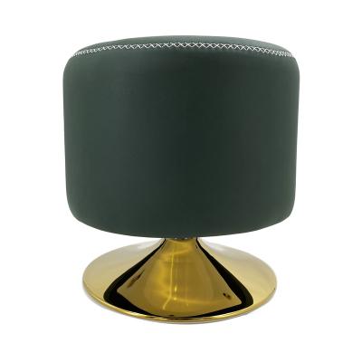 China Swivel Gold Base Green Fabric Bedroom Dressing Ottoman Chair for sale