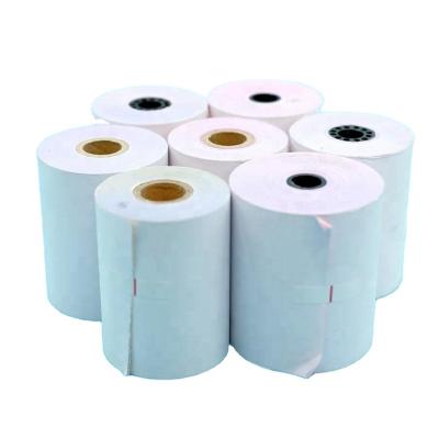 China 75x70mm carbonless paper roll 76*76/76*70/76*65/customized paper roll NCR paper mill receipt blank paper size for sale