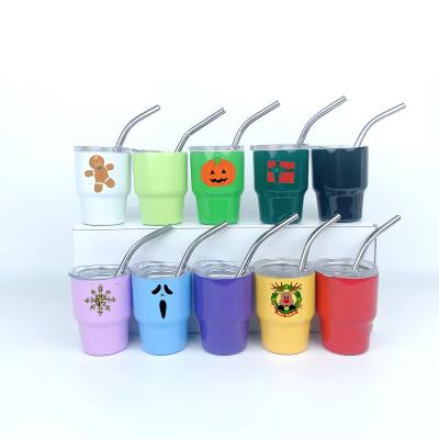 China American Style 2oz Mini Tumbler with Lid and Straw Sublimation 13 Colors for Party Christmas 2 oz Cups for Wire Whisky Coffee for sale