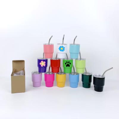 China American Style 2oz Vacuum Mini Shot Tumbler with Straw and Lid Christmas Color Sublimation DIY Tumbler for sale