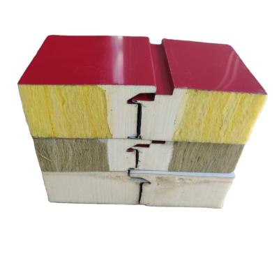 China Environmental Friendly Warehouse Rock Wool Sandwich Panel With Side Joint PU / Rock Wool Sandwich for sale