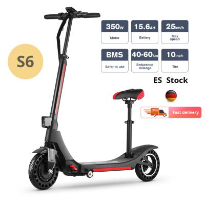 China Europe Germany Warehouse S6 DDP 350W 15.6ah Lithium Battery Long Range 60km Unisex Electric Scooter for sale