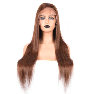 China Full Wave Lace Wigs Full Lace Human Hair Wigs Front Lace Wig Brazilian Hair Unprocessed Light Brown Silky Straight Virgin Hair For Women for sale