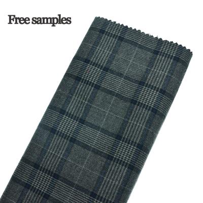 China Stretch Sunplustex Thickened TR Suit Fabric Rayon Viscous Polyester Spandex Yarn Dyed Luxury Twill Check Garment Fabric for sale