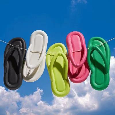 China Flip Flops Slippers 2023 Custom-arket Solid Colors Fujian PVC Tear Buckle Benetton Cushioning Tory Flip Flops Slippers Breathable High Heel for sale