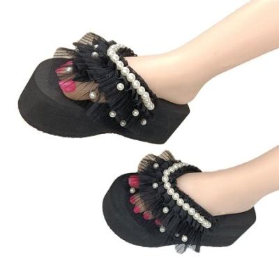 China Wedges Sandals 2023 Black Chunky Street High Heels Peep Toe Brand Platform Flat Sandals Increasing Height Wedges Sandals for sale