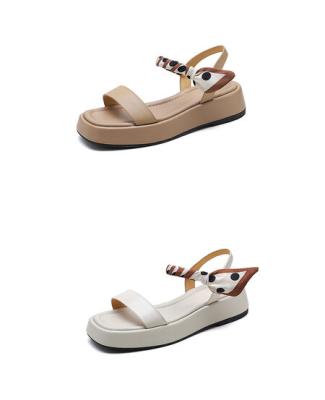 China Cushioning 2023 New OEM ODM Flat Outdoor Slides Around Toe Women Casual Sandals Freeze Flat Sandals Women Ladies Flat Sandals for sale