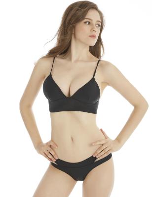 China 2022 HOT SALE Sexy Solid Black Color Bikini Swimwear Breathable for sale