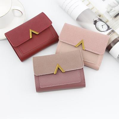 China Customized Anti-theft Small PU Fashion High Quality Leather Credit Card Holder Short Wallets Women Coin Purse for sale