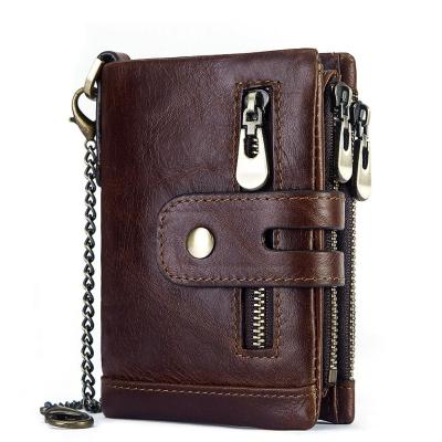 China Anti Theft Genuine Leather Male Purses With Zipper Coin Pocket Customize Logo Men Wallet And Card Holder Wallets Mens Leather Lined for sale