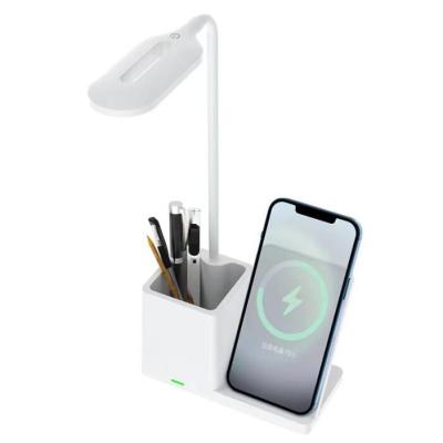 China Wireless 3 in 1 Night Light LED Desk Lamp with Wireless Charger and Organizer for sale