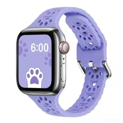 China Slim Slim Hollow for Apple Watch Cat Paw Design Hollowed Out Silicone Strap for Apple Watch Band Sublimation for sale