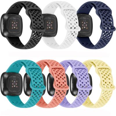 China Unique Soft Touch Design For Fitbit Versa 3 Sport Silicone Band Holes Strap Breathable Wristband for sale