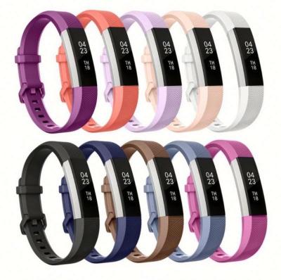 China Snap On Style Original Solid Color Silicone Rubber Watchband For Fitbit Alta / Alta Hour for sale