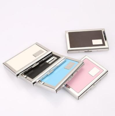 China Slim Wallet Holders, Metal +Pu Business Auto Fashion Stainless Steel Credit Card Case for sale