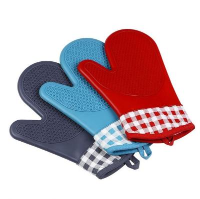 China High Quality Non-slip Silicone Embroidered Cotton Liner Oven Mitts Oven Mitts for Baking for sale