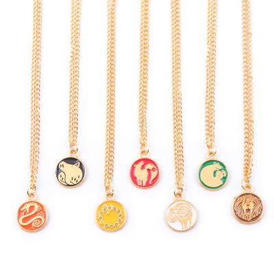 China 2022 New Vintage Cartoon Alloy Animal Round Coin Pendant Necklace for sale