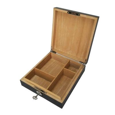 China Custom Solid Wooden Popular Design Cigar Accessories Wooden Box Black Humidor Cigar Cabinet for sale