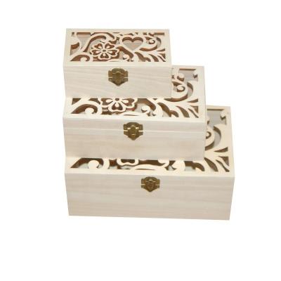 China Handmade Wholesale Unfinished Wooden Cavity Wooden Box Gift Box Packaging for sale