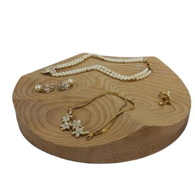 China Unfinished Solid Wooden Wooden Jewelry Display Tray Customized Size Jewelry Stand for sale