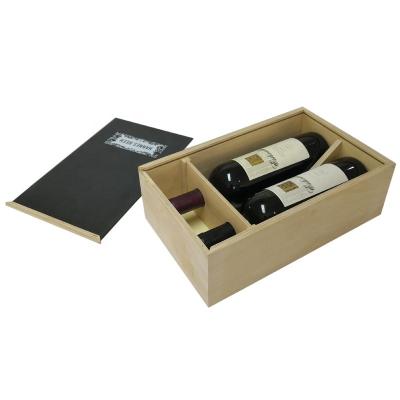 China Factory Direct Handmade Unfinished Plywood Double Bottle Wooden Wine Box for sale