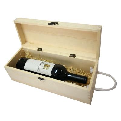 China Handmade Custom Cheap Wooden Wine Box Wooden Wine Gift Box For Single Bottle for sale