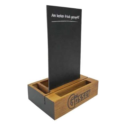 China Restaurant Double Side Table Wooden Menu Holder With Chalkboard Customized Size for sale