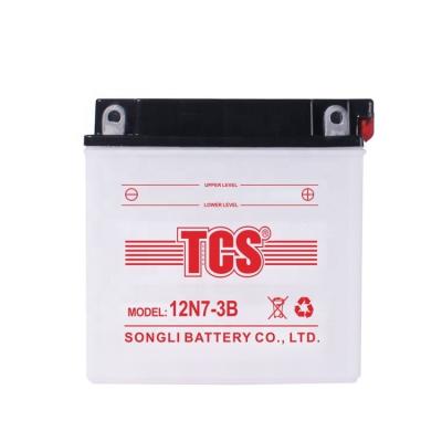 China Motocycle TCS Brand 12N7-3B Dry Charged Motorcycle Battery 12v 7ah for sale