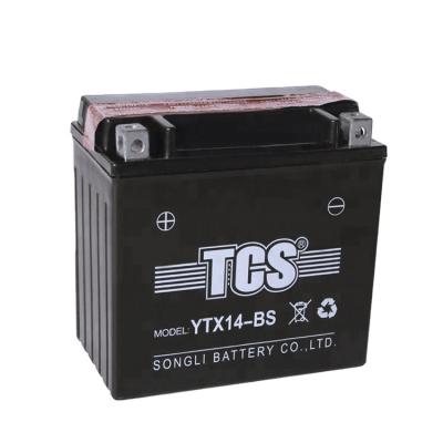 China Motorcycle TCS YTX14 12volt Dry Cell Motorcycle Battery for sale