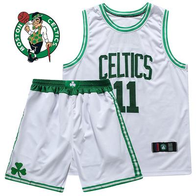 China Antibacterial Wholesale Custom Celtics Irving Tank Top Suit Sublimation Mesh Shorts Basketball Top Embroidered Tank Top for sale