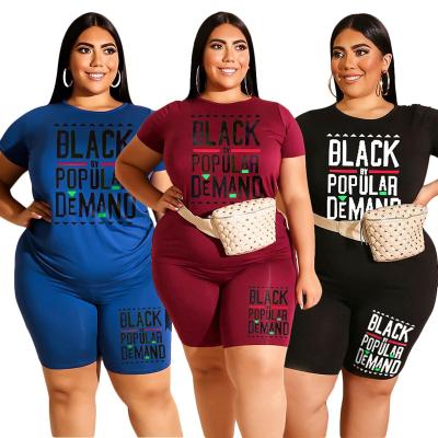 China Anti-wrinkle clothing plus XL, 2XL, 3XL, 2021 summer women's two-piece set of 4XL shorts size for sale