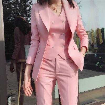 China Anti-Wrinkle Hot Selling Fashionable Women Suit 3 Pieces Stylish Casual Long Business Suit For Girl British Style Party Blazer Set for sale