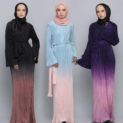 China Viable Wholesale High Quality Middle Eastern Chameleon Pleated Muslim Abaya Dress Pencil Skirt for sale