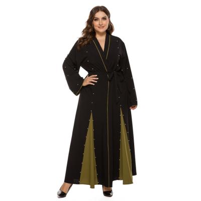 China Viable Manufacturers Wholesale Muslim Islamic Clothing Abaya Dress Plus Size Pearls Clash Fairy Abaya Lace Dress for sale