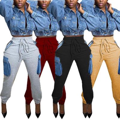 China Anti-Wrinkle Patchwork Joggers Pants Teams Women High Street Cargo Pants Casual Trousers Sweatpants With Pockets for sale