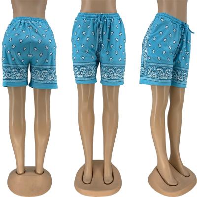 China 2021 New Anti-wrinkle Women Fashion Printing Shorts Summer Beach Casual Loose Midi Waist Patchwork Short Pants for sale