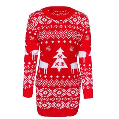 China Anti-wrinkle Vintage Christmas Female Ugly New Year High Quality Sweater Knitted Long Sweater for sale