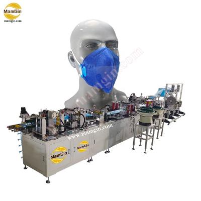 China Full Automatic PPE Adjustable Buckle FFP3 N99 KN99 Mask Flat Folding Face Respirator Making Machine for sale