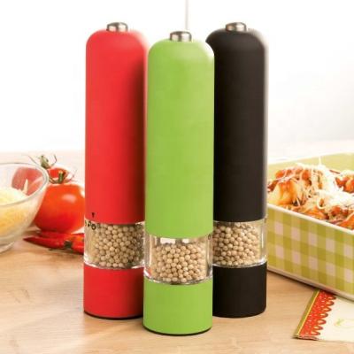 China Battery Operated Battery Operated ABS Salt and Pepper GrinderColorful Plastic Electric Salt Mill Pepper Grinder with Light for sale