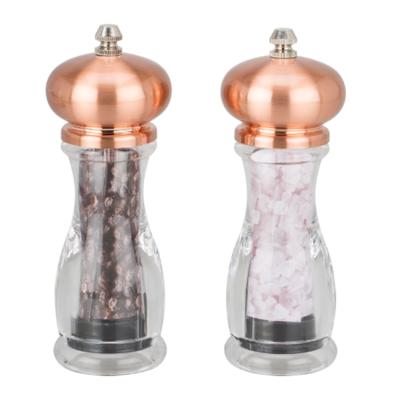 China Sustainable 6 Inch Rose Gold Pepper Grinder Set Spice Mill for sale