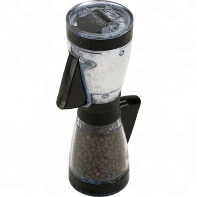 China Sustainable Double 2 In 1 Manual Salt And Pepper Mills Grinders / One Hand Pepper Mill for sale