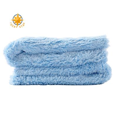 China Viable Soft Microfiber Plush Car Wash Towel High Absorption Lint Free Cut Laster Fabric for sale