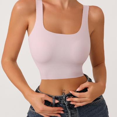 China UNICE QUICK DRY low moq OEM supplied high elastic ice silk camisole LAVENDER women plus size bra seamless camisole padded for sale