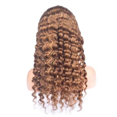 China Highlight Deep Ombre Lace Front Wigs Honey Blonde Colored Deep Wave Human Hair Wigs Curly Front Hair Wigs For Women for sale