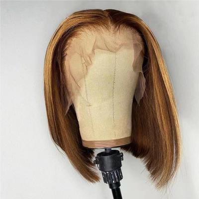 China Brazilian Straight Hair Bone Straight Wigs For Women Accent Wig Hair Straight13x4 Lead Wig Lace Front Short BobWig for sale