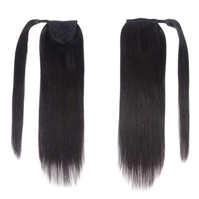 China Straight Straight Ponytails Around Brazilian Remy Human Hair With Ponytail Extension Clip In Ponytail Wig For Women for sale