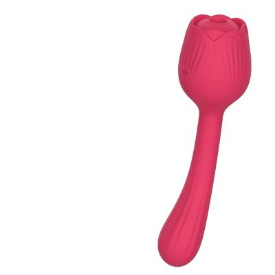 China Medical Soft Silicone Masturbator Tongue Licking Sucking Clitoral Stimulator Rose Vibrating Red-Pink Vibrator Clit Sucker for sale